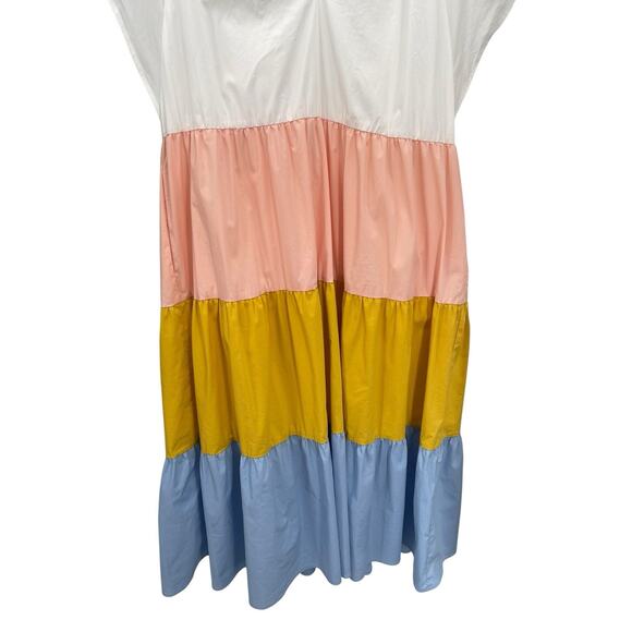 Crosby By Mollie Burch Watts Dress Colorblock Midi Cap Sleeve Size Large - Picture 3 of 11